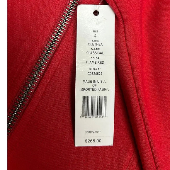 Theory Olethea Red Fit and Flare Mini Dress Size 4 Small NWT WITH FLAW - Picture 5 of 7